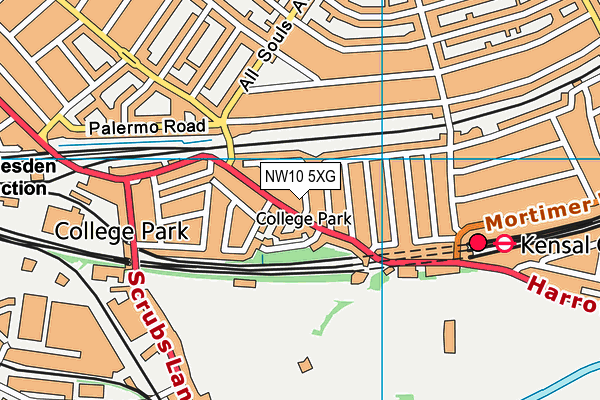 NW10 5XG map - OS VectorMap District (Ordnance Survey) NW10 5XG map - OS VectorMap District (Ordnance Survey)