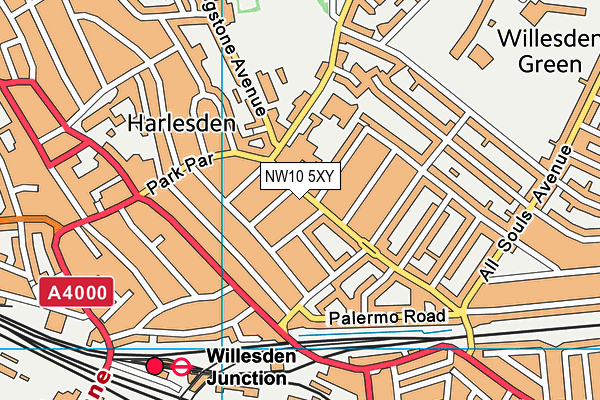 NW10 5XY map - OS VectorMap District (Ordnance Survey) NW10 5XY map - OS VectorMap District (Ordnance Survey)
