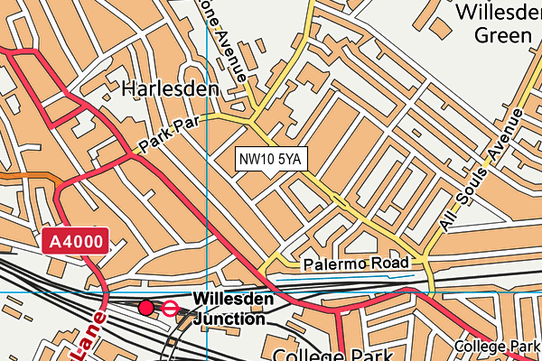 NW10 5YA map - OS VectorMap District (Ordnance Survey) NW10 5YA map - OS VectorMap District (Ordnance Survey)