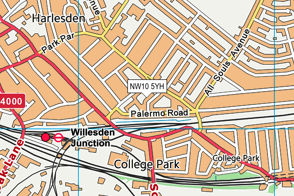 NW10 5YH map - OS VectorMap District (Ordnance Survey) NW10 5YH map - OS VectorMap District (Ordnance Survey)