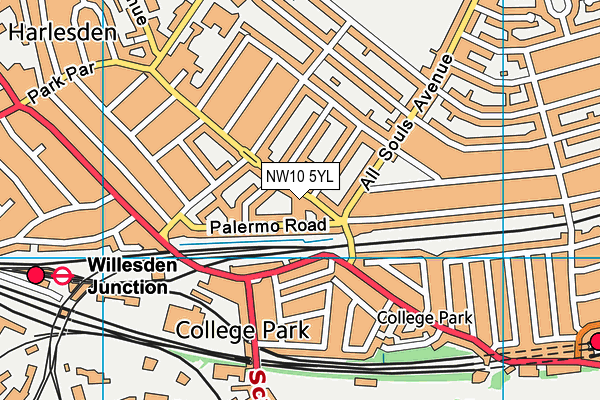 NW10 5YL map - OS VectorMap District (Ordnance Survey) NW10 5YL map - OS VectorMap District (Ordnance Survey)