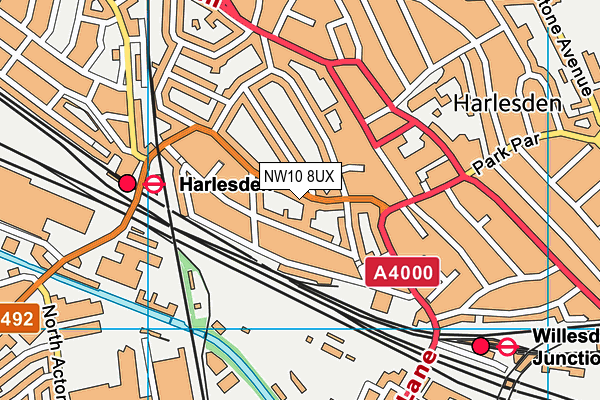 NW10 8UX map - OS VectorMap District (Ordnance Survey)