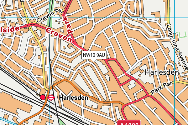 NW10 9AU map - OS VectorMap District (Ordnance Survey)