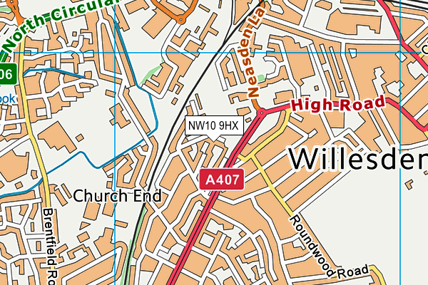 NW10 9HX map - OS VectorMap District (Ordnance Survey)