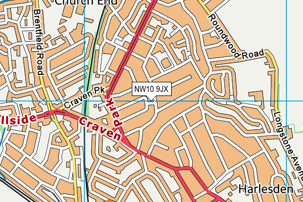 NW10 9JX map - OS VectorMap District (Ordnance Survey) NW10 9JX map - OS VectorMap District (Ordnance Survey)