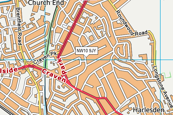 NW10 9JY map - OS VectorMap District (Ordnance Survey) NW10 9JY map - OS VectorMap District (Ordnance Survey)