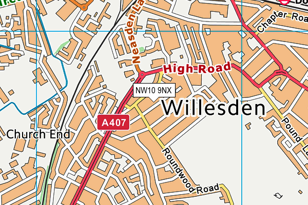NW10 9NX map - OS VectorMap District (Ordnance Survey)