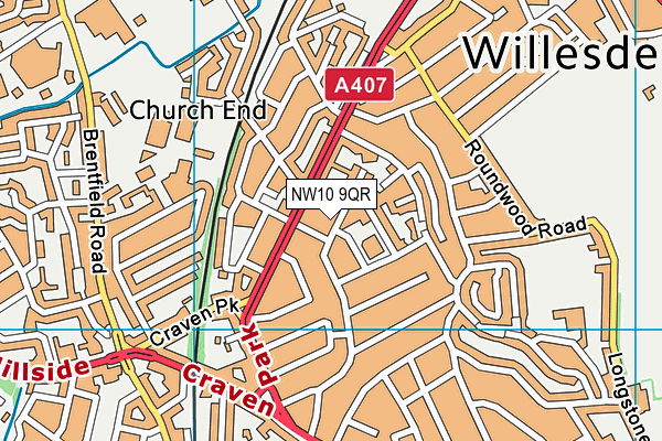 NW10 9QR map - OS VectorMap District (Ordnance Survey)