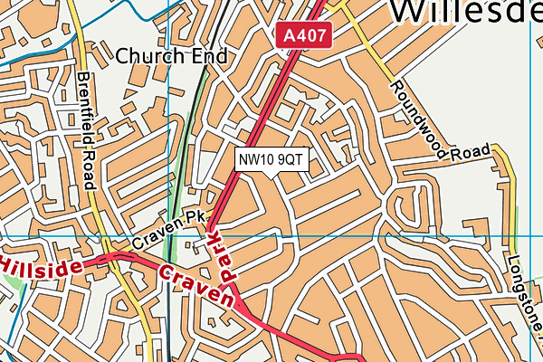 NW10 9QT map - OS VectorMap District (Ordnance Survey)