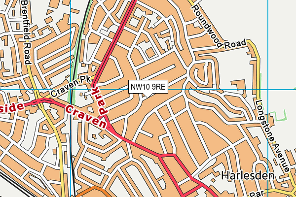 NW10 9RE map - OS VectorMap District (Ordnance Survey)