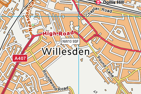 NW10 9SF map - OS VectorMap District (Ordnance Survey)