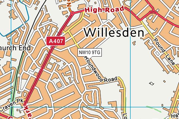 NW10 9TG map - OS VectorMap District (Ordnance Survey) NW10 9TG map - OS VectorMap District (Ordnance Survey)