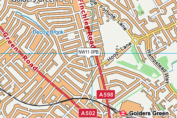 NW11 0PB map - OS VectorMap District (Ordnance Survey) NW11 0PB map - OS VectorMap District (Ordnance Survey)