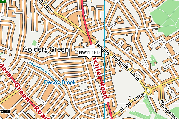 NW11 1FD map - OS VectorMap District (Ordnance Survey)