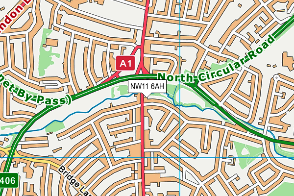 NW11 6AH map - OS VectorMap District (Ordnance Survey)
