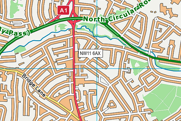 NW11 6AX map - OS VectorMap District (Ordnance Survey)