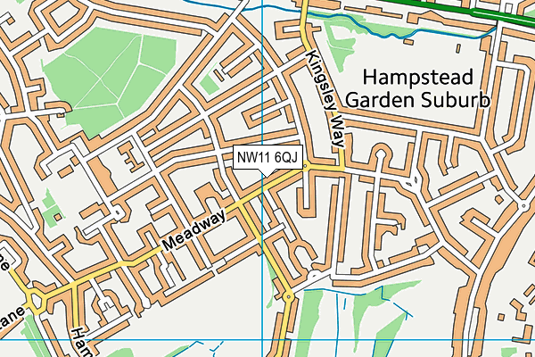 NW11 6QJ map - OS VectorMap District (Ordnance Survey) NW11 6QJ map - OS VectorMap District (Ordnance Survey)