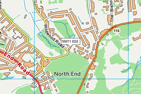 NW11 6SX map - OS VectorMap District (Ordnance Survey)