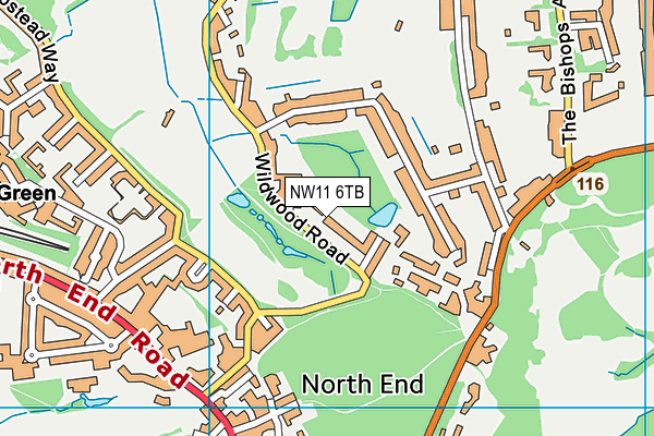 NW11 6TB map - OS VectorMap District (Ordnance Survey)