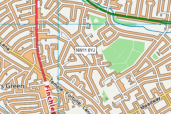 NW11 6YJ map - OS VectorMap District (Ordnance Survey)