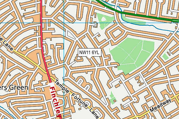 NW11 6YL map - OS VectorMap District (Ordnance Survey) NW11 6YL map - OS VectorMap District (Ordnance Survey)