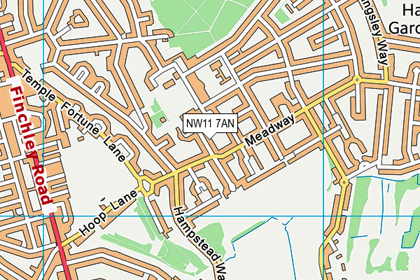 NW11 7AN map - OS VectorMap District (Ordnance Survey) NW11 7AN map - OS VectorMap District (Ordnance Survey)