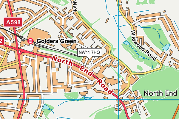 NW11 7HQ map - OS VectorMap District (Ordnance Survey)