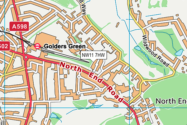 NW11 7HW map - OS VectorMap District (Ordnance Survey)