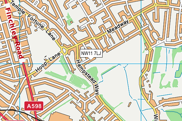 NW11 7LJ map - OS VectorMap District (Ordnance Survey) NW11 7LJ map - OS VectorMap District (Ordnance Survey)