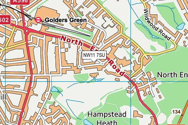 NW11 7SU map - OS VectorMap District (Ordnance Survey)