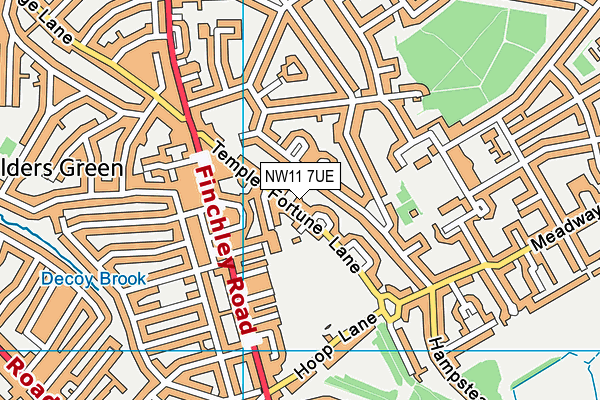NW11 7UE map - OS VectorMap District (Ordnance Survey) NW11 7UE map - OS VectorMap District (Ordnance Survey)
