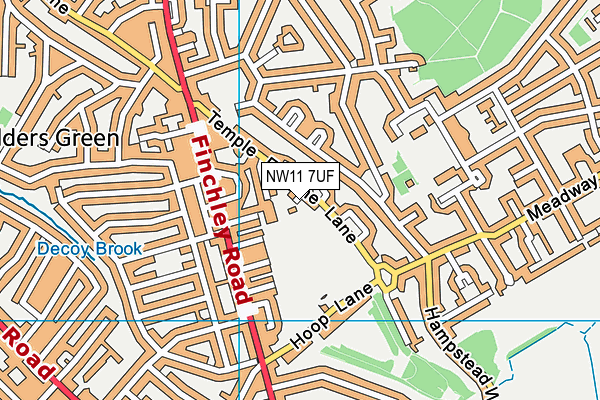 NW11 7UF map - OS VectorMap District (Ordnance Survey)