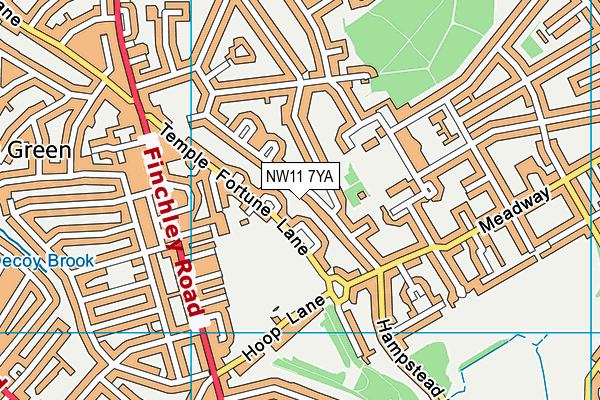 NW11 7YA map - OS VectorMap District (Ordnance Survey) NW11 7YA map - OS VectorMap District (Ordnance Survey)