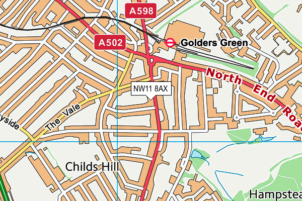 NW11 8AX map - OS VectorMap District (Ordnance Survey) NW11 8AX map - OS VectorMap District (Ordnance Survey)
