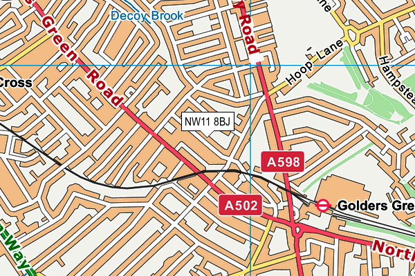 NW11 8BJ map - OS VectorMap District (Ordnance Survey)