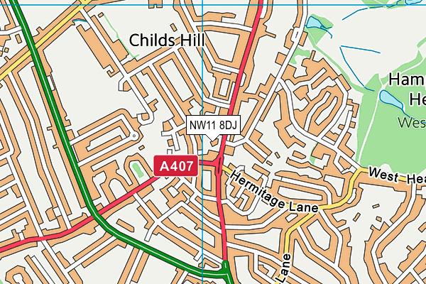NW11 8DJ map - OS VectorMap District (Ordnance Survey)