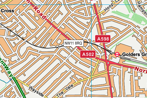 NW11 8RQ map - OS VectorMap District (Ordnance Survey) NW11 8RQ map - OS VectorMap District (Ordnance Survey)