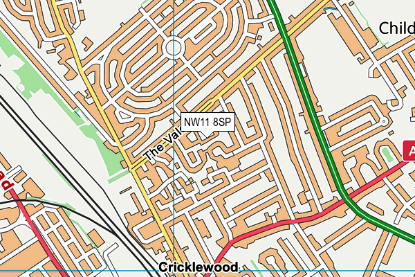 NW11 8SP map - OS VectorMap District (Ordnance Survey) NW11 8SP map - OS VectorMap District (Ordnance Survey)