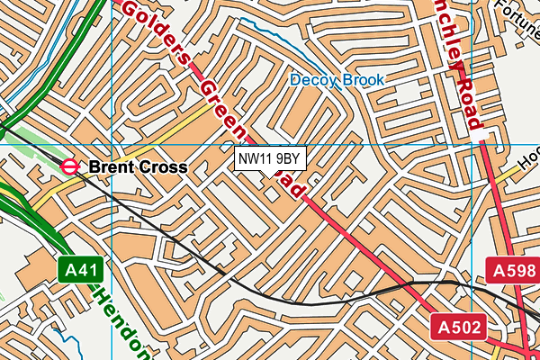 NW11 9BY map - OS VectorMap District (Ordnance Survey) NW11 9BY map - OS VectorMap District (Ordnance Survey)