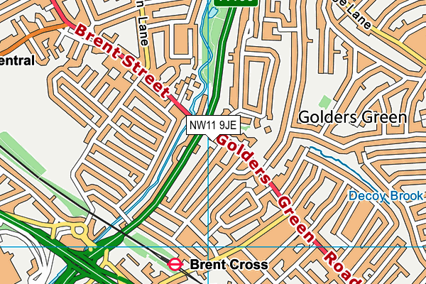 NW11 9JE map - OS VectorMap District (Ordnance Survey) NW11 9JE map - OS VectorMap District (Ordnance Survey)