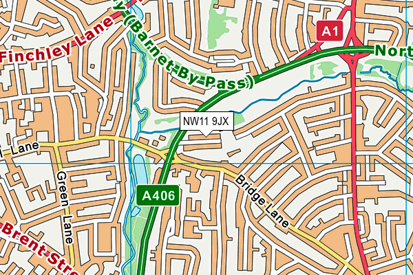 NW11 9JX map - OS VectorMap District (Ordnance Survey)