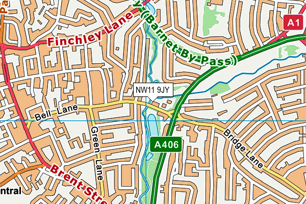 NW11 9JY map - OS VectorMap District (Ordnance Survey) NW11 9JY map - OS VectorMap District (Ordnance Survey)