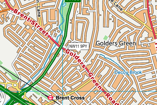 NW11 9PY map - OS VectorMap District (Ordnance Survey)