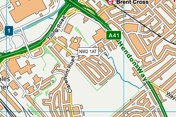 NW2 1AT map - OS VectorMap District (Ordnance Survey) NW2 1AT map - OS VectorMap District (Ordnance Survey)