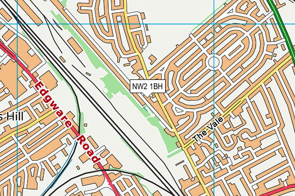 NW2 1BH map - OS VectorMap District (Ordnance Survey) NW2 1BH map - OS VectorMap District (Ordnance Survey)