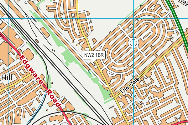 NW2 1BR map - OS VectorMap District (Ordnance Survey) NW2 1BR map - OS VectorMap District (Ordnance Survey)