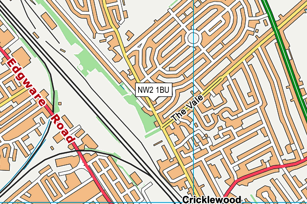 NW2 1BU map - OS VectorMap District (Ordnance Survey) NW2 1BU map - OS VectorMap District (Ordnance Survey)