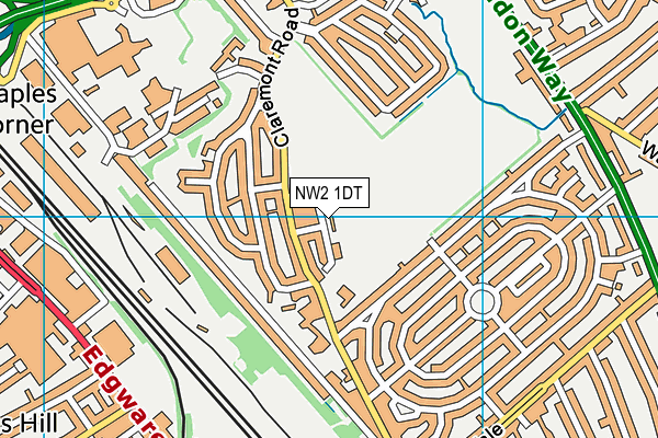 NW2 1DT map - OS VectorMap District (Ordnance Survey) NW2 1DT map - OS VectorMap District (Ordnance Survey)