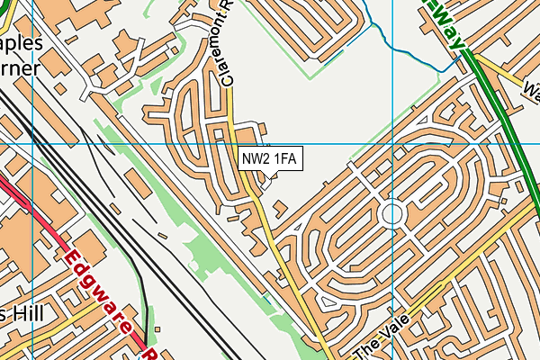NW2 1FA map - OS VectorMap District (Ordnance Survey) NW2 1FA map - OS VectorMap District (Ordnance Survey)