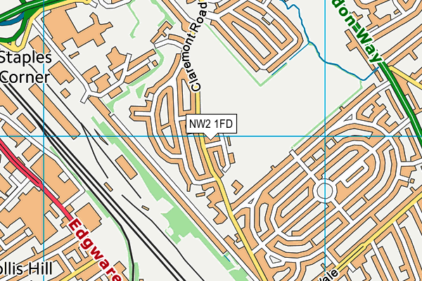 NW2 1FD map - OS VectorMap District (Ordnance Survey) NW2 1FD map - OS VectorMap District (Ordnance Survey)